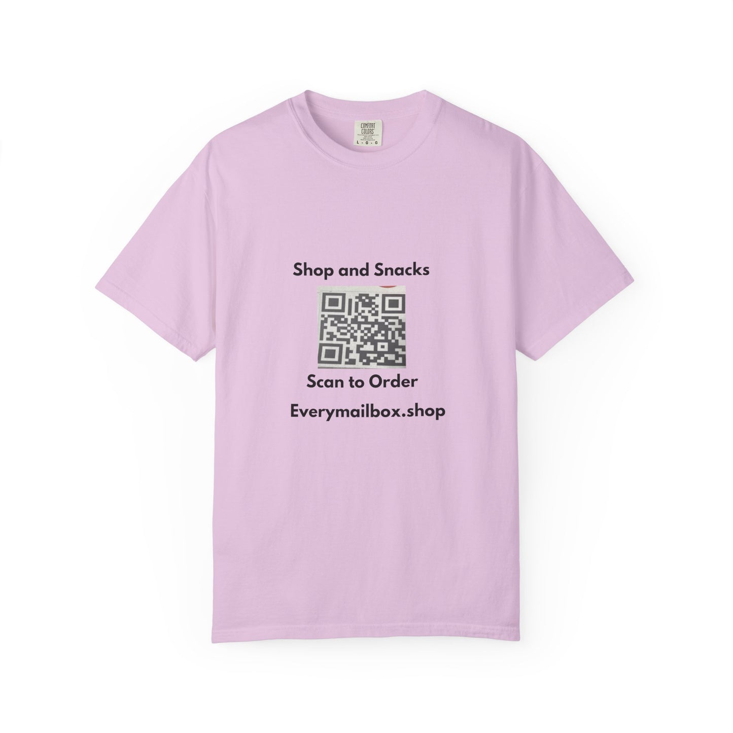 QR Code Promo T-Shirt — "Shop and Snacks" Scan to Order Tee