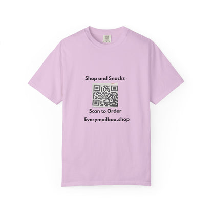 QR Code Promo T-Shirt — "Shop and Snacks" Scan to Order Tee