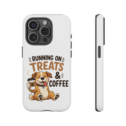 Running on Treats & Coffee Phone Case | Cute Dog Design for iPhone & Samsung