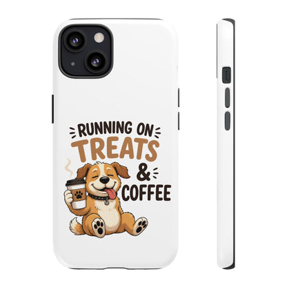 Running on Treats & Coffee Phone Case | Cute Dog Design for iPhone & Samsung