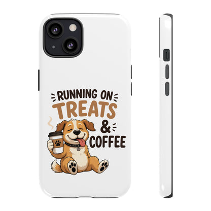 Running on Treats & Coffee Phone Case | Cute Dog Design for iPhone & Samsung
