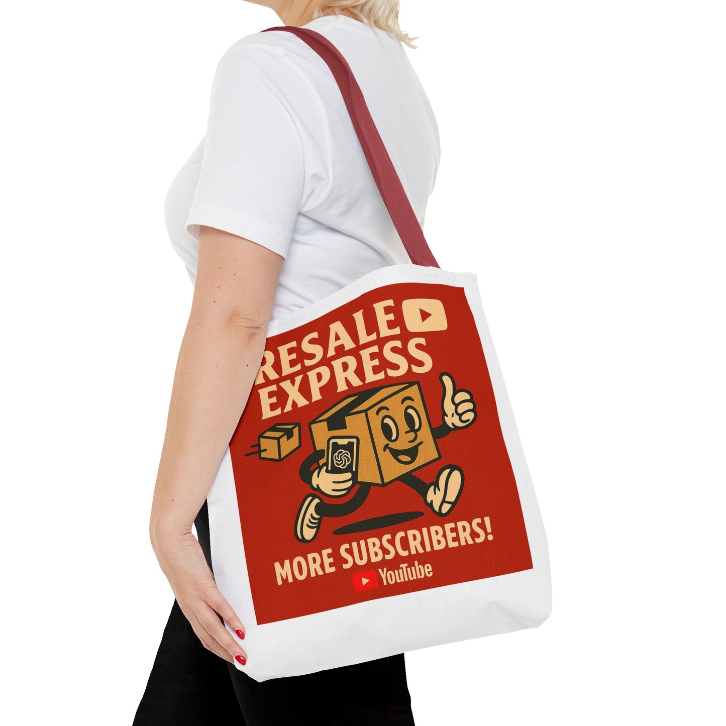 Resale Express Tote - More subscribers Red Cartoon Design