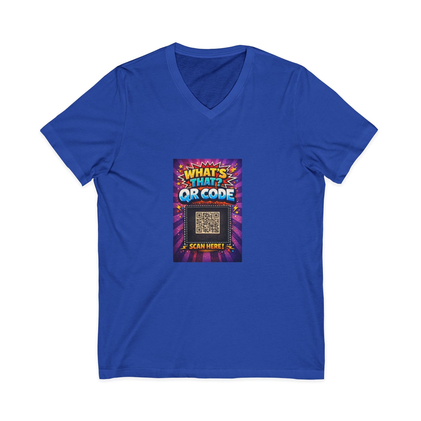 QR Code V‑Neck T‑Shirt with What’s This Graphic
