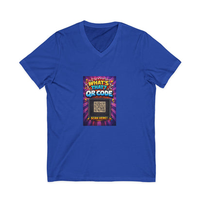 QR Code V‑Neck T‑Shirt with What’s This Graphic