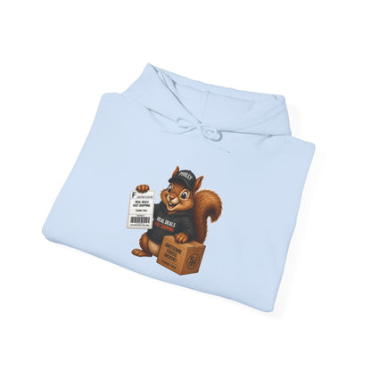 Squirrel Courier Hoodie – Cute Delivery Squirrel Holding Package & Receipt