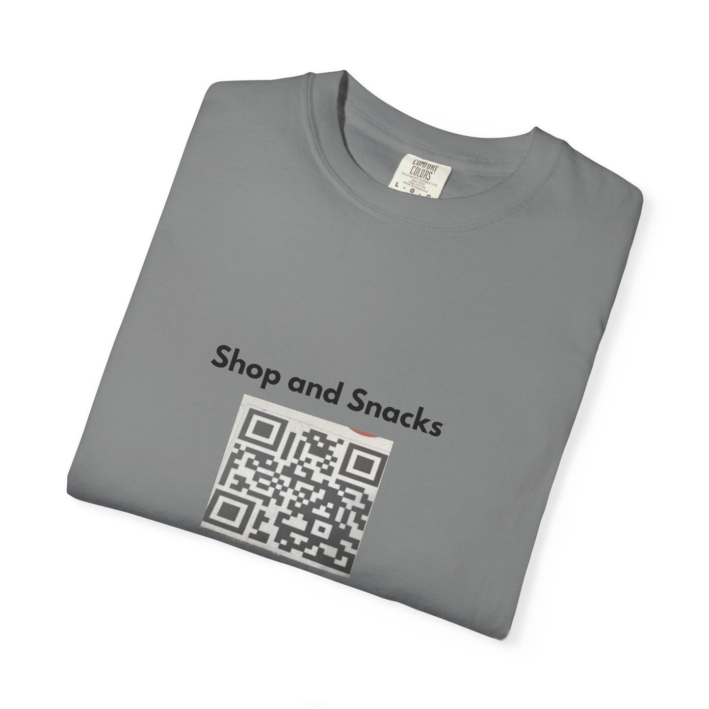 QR Code Promo T-Shirt — "Shop and Snacks" Scan to Order Tee