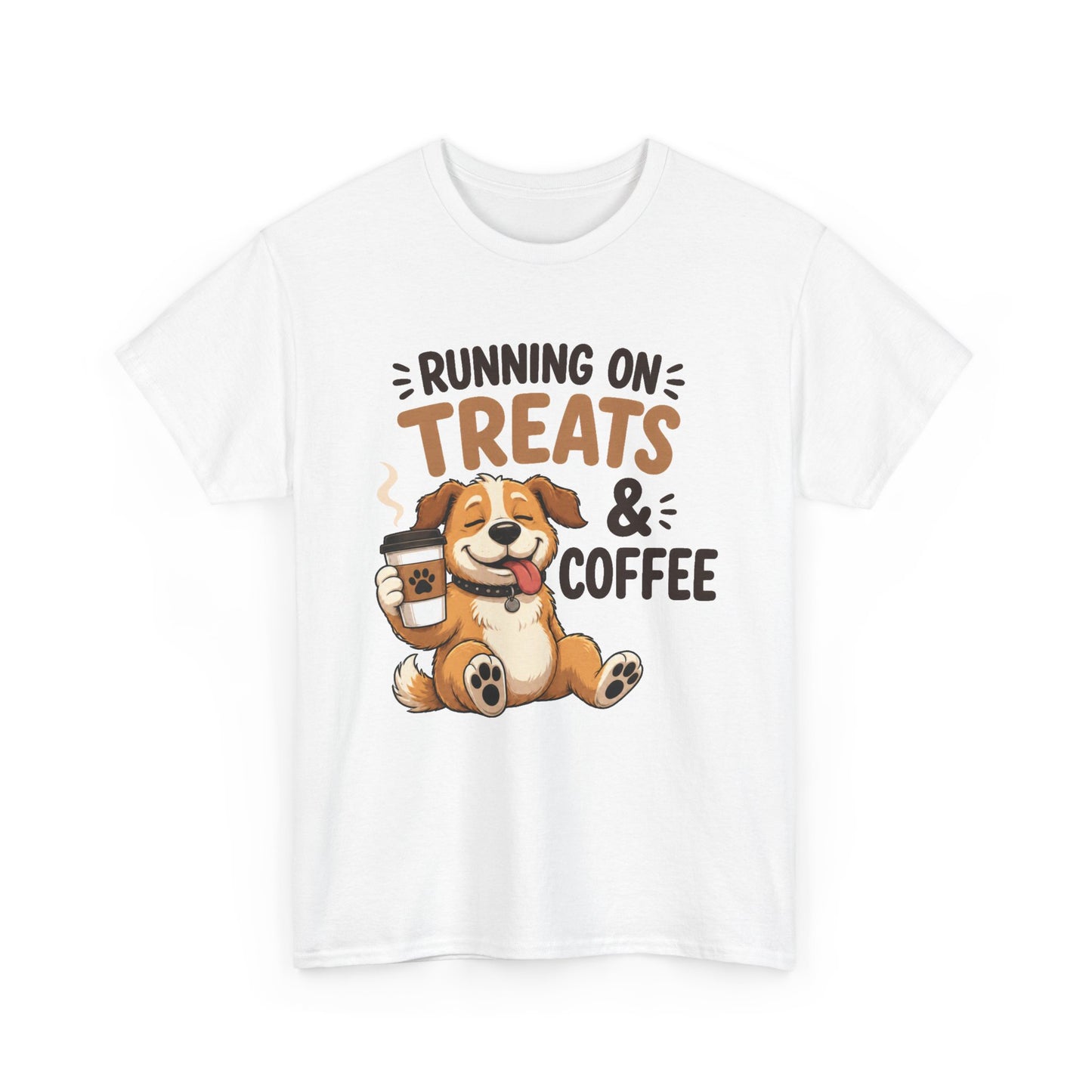 Running on Treats & Coffee T-Shirt | Cute Dog & Coffee Graphic Tee