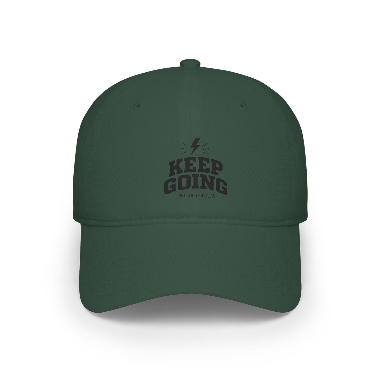 Keep Going Low Profile Baseball Cap — Motivational Embroidered Hat