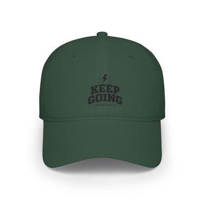 Keep Going Low Profile Baseball Cap — Motivational Embroidered Hat