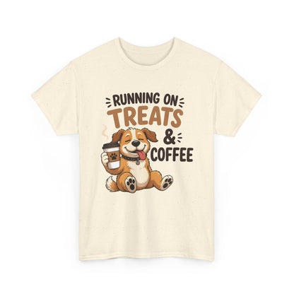 Running on Treats & Coffee T-Shirt | Cute Dog & Coffee Graphic Tee