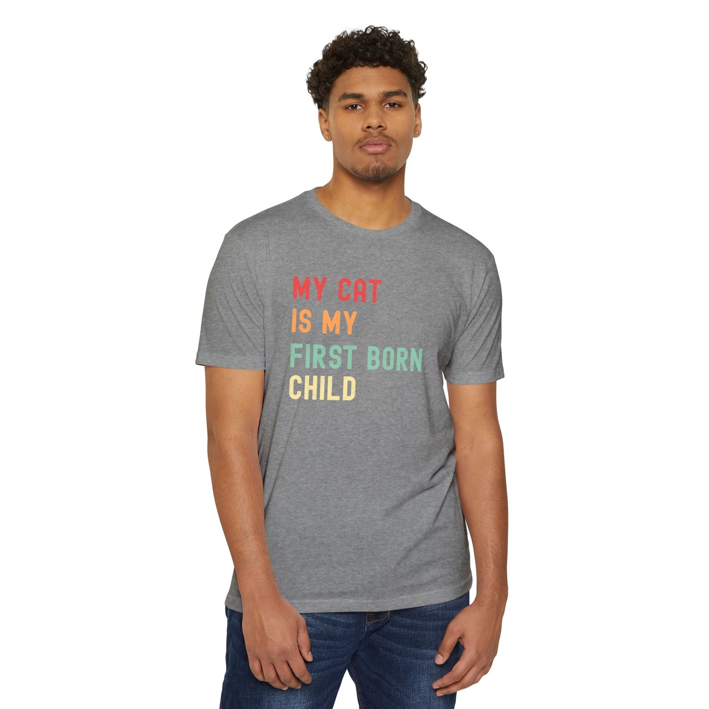 Funny Cat Lover T-Shirt – 'My Cat Is My First Born' Unisex Pet Parent Tee