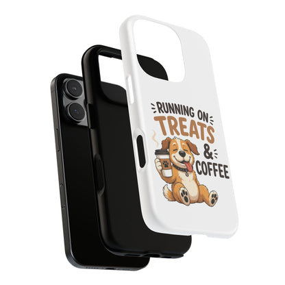 Running on Treats & Coffee Phone Case | Cute Dog Design for iPhone & Samsung