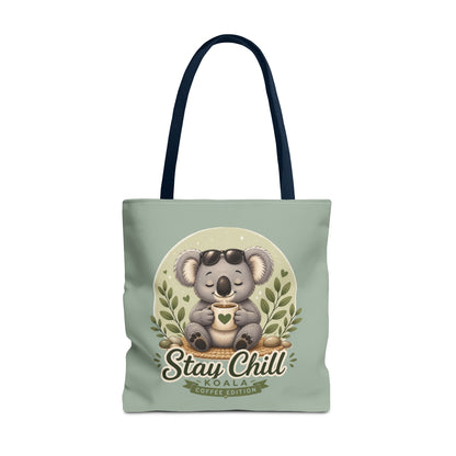 Stay Chill Koala Tote Bag | Cute Relaxing Animal AOP Tote | Eco-Friendly Canvas Tote Bag | Funny Koala Gift Idea for Animal Lovers