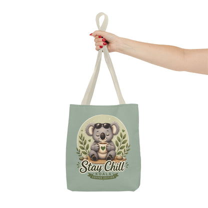 Stay Chill Koala Tote Bag | Cute Relaxing Animal AOP Tote | Eco-Friendly Canvas Tote Bag | Funny Koala Gift Idea for Animal Lovers