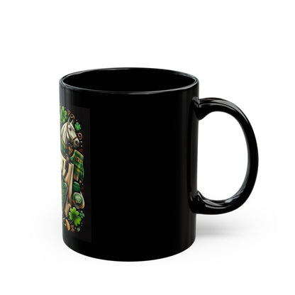 St. Patrick's Day Black Mug - Lucky Shamrocks Design (11oz, 15oz)