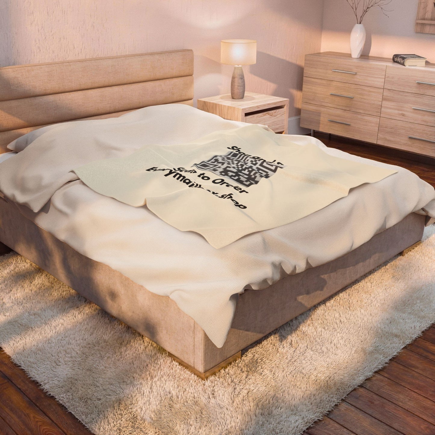 Velveteen Plush Blanket — QR Code 'Shop and Snacks' Promotional Throw