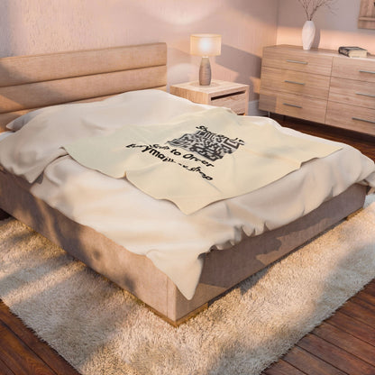Velveteen Plush Blanket — QR Code 'Shop and Snacks' Promotional Throw