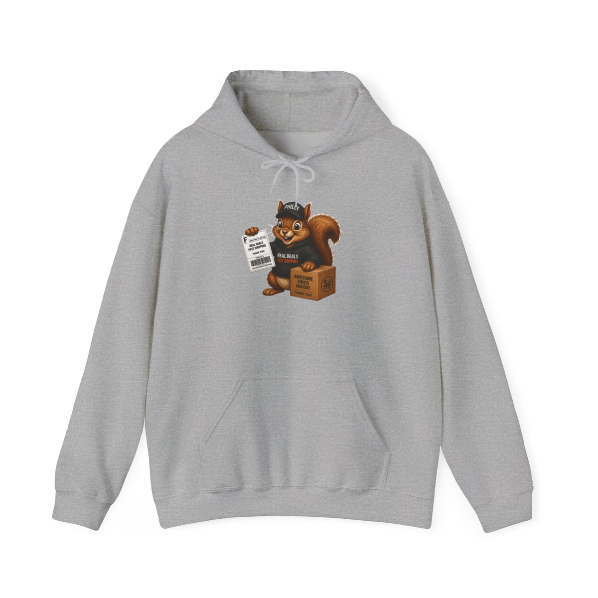 Squirrel Courier Hoodie – Cute Delivery Squirrel Holding Package & Receipt