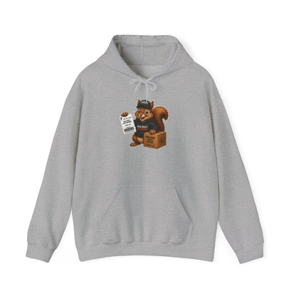 Squirrel Courier Hoodie – Cute Delivery Squirrel Holding Package & Receipt