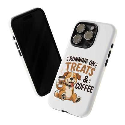 Running on Treats & Coffee Phone Case | Cute Dog Design for iPhone & Samsung