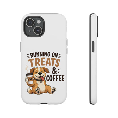 Running on Treats & Coffee Phone Case | Cute Dog Design for iPhone & Samsung
