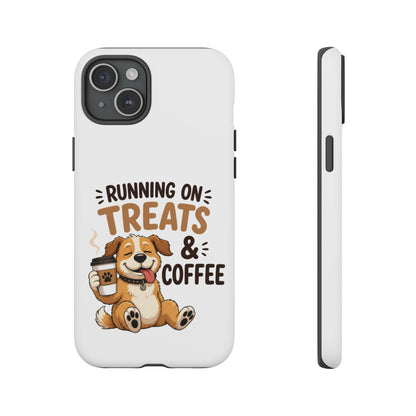 Running on Treats & Coffee Phone Case | Cute Dog Design for iPhone & Samsung