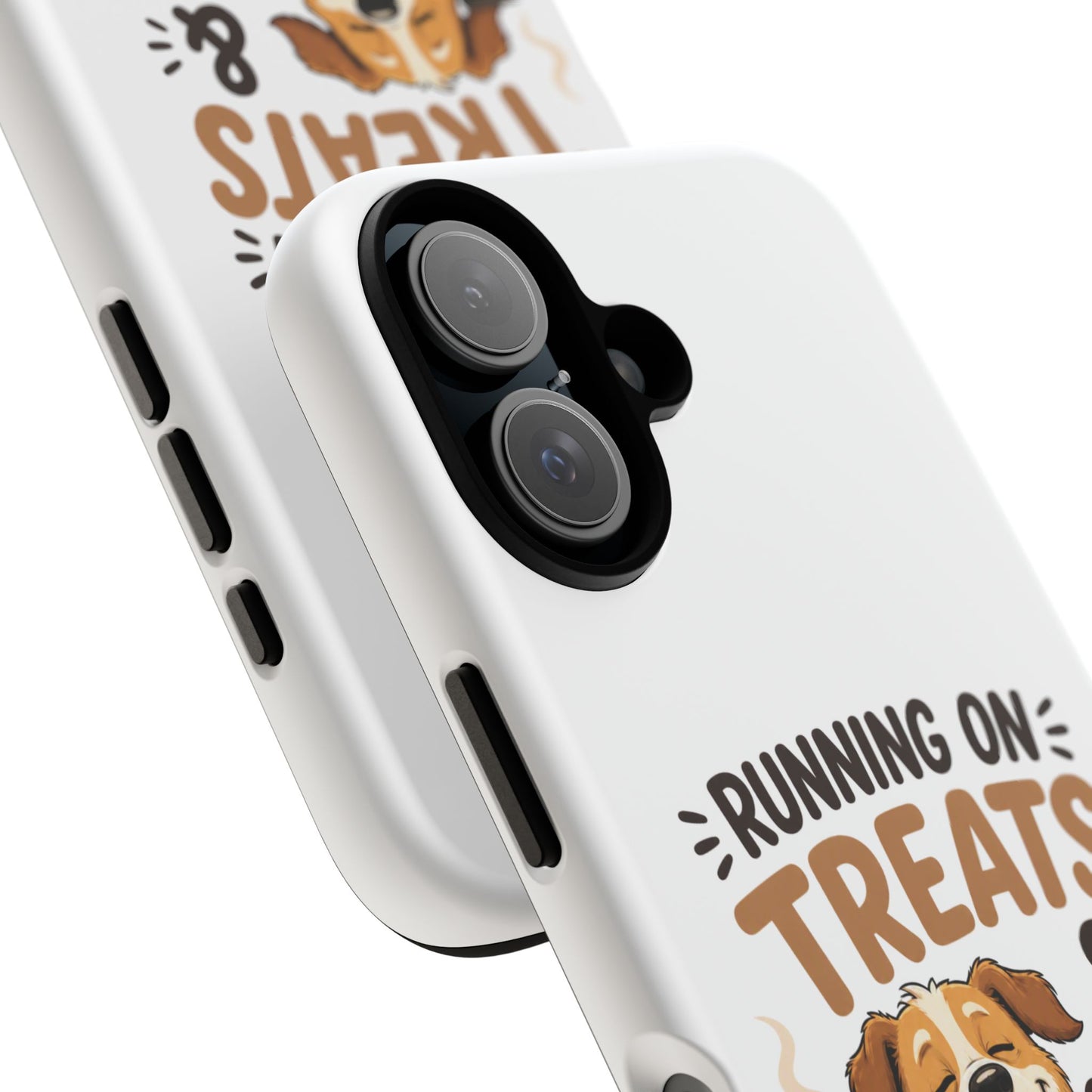 Running on Treats & Coffee Phone Case | Cute Dog Design for iPhone & Samsung