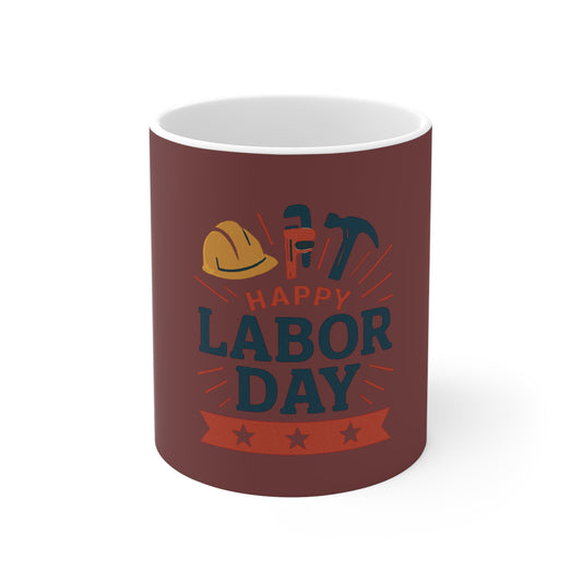 Labor Day Mug — 'Happy Labor Day' Work Tools Coffee Cup