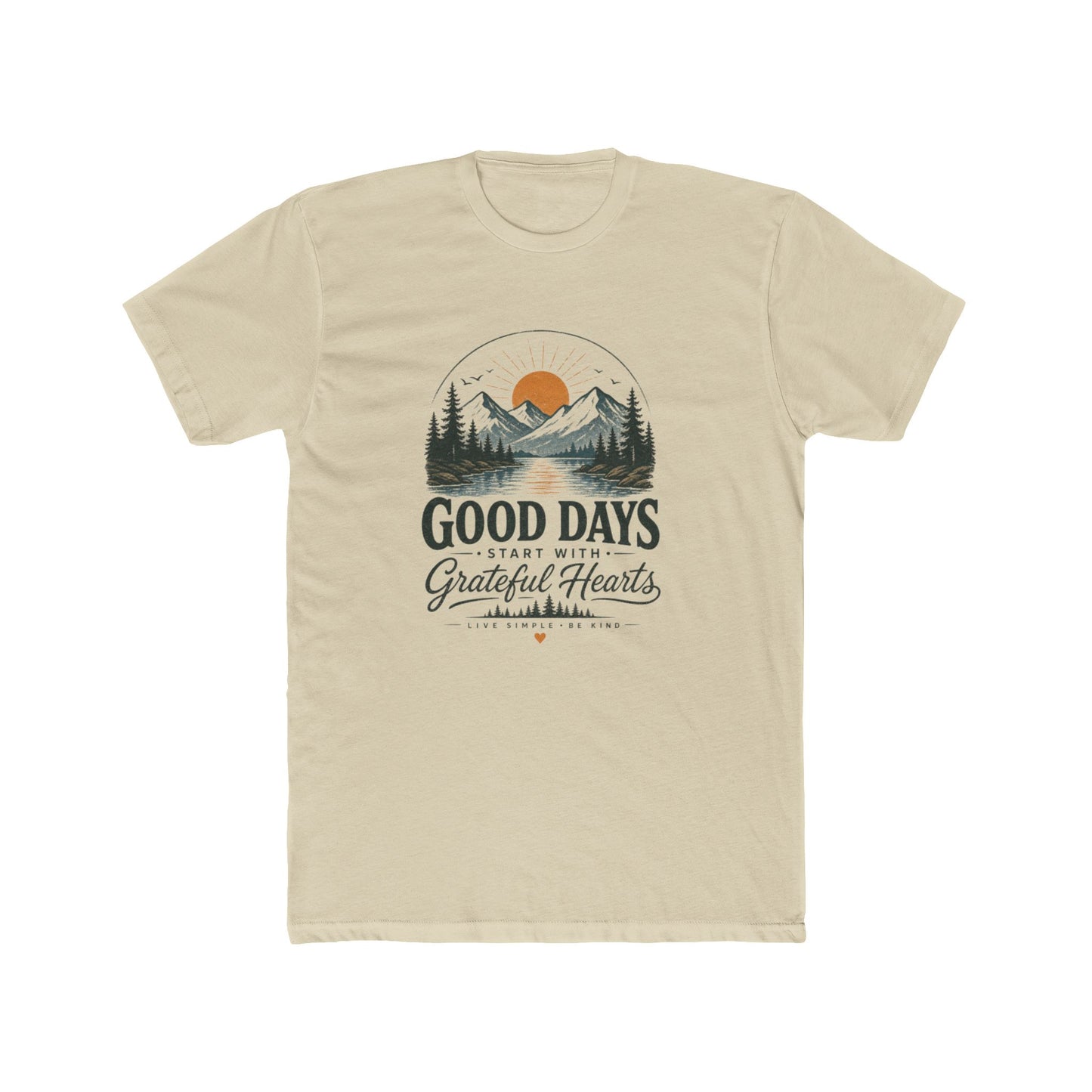 Good Days Start With Grateful Hearts T-Shirt | Mountain Sunrise Graphic Tee
