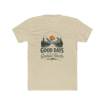 Good Days Start With Grateful Hearts T-Shirt | Mountain Sunrise Graphic Tee