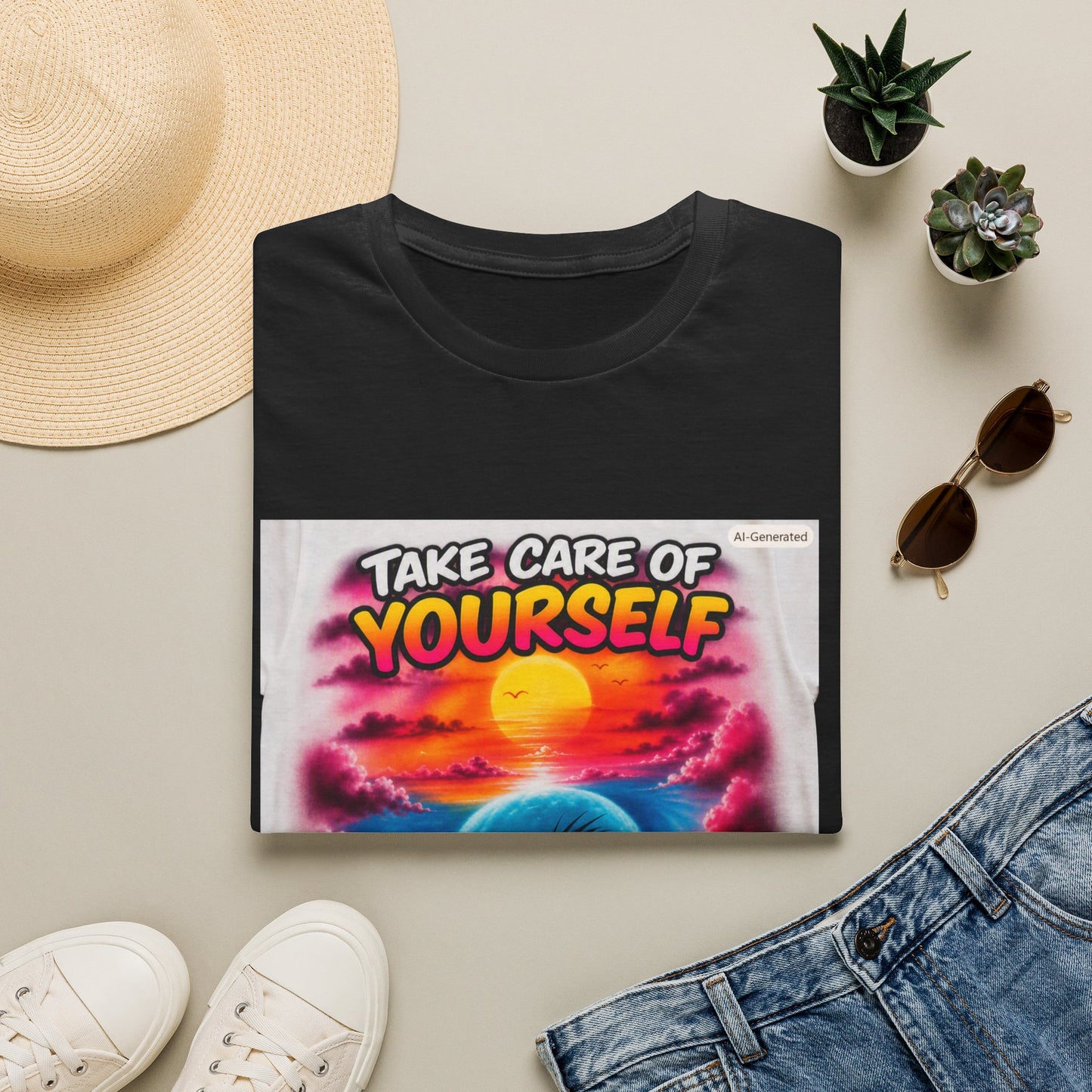 Take Care of Yourself T-Shirt — Self-Care Sunset Graphic Tee