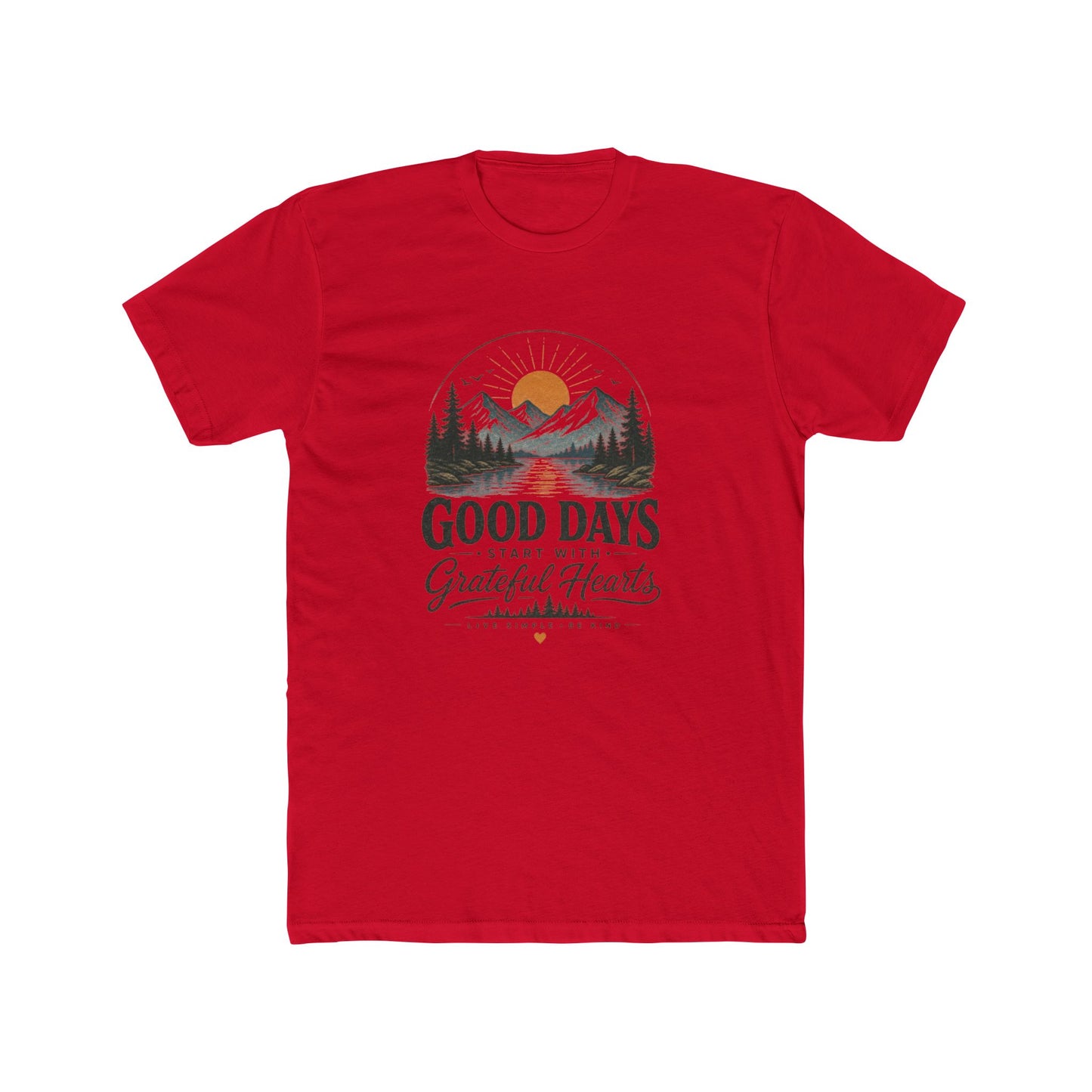 Good Days Start With Grateful Hearts T-Shirt | Mountain Sunrise Graphic Tee