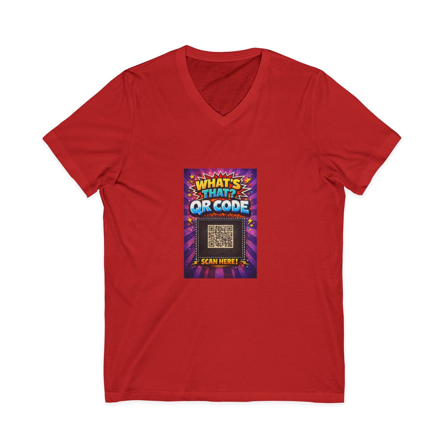 QR Code V‑Neck T‑Shirt with What’s This Graphic