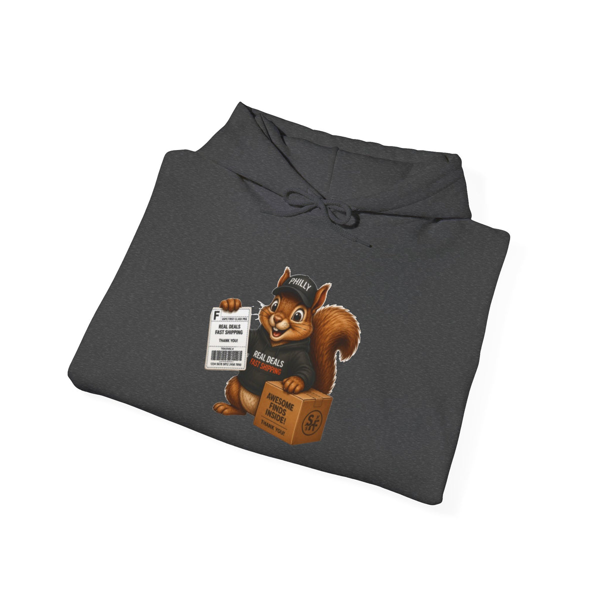 Squirrel Courier Hoodie – Cute Delivery Squirrel Holding Package & Receipt