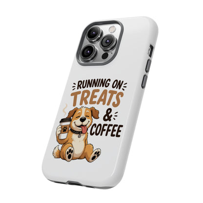 Running on Treats & Coffee Phone Case | Cute Dog Design for iPhone & Samsung