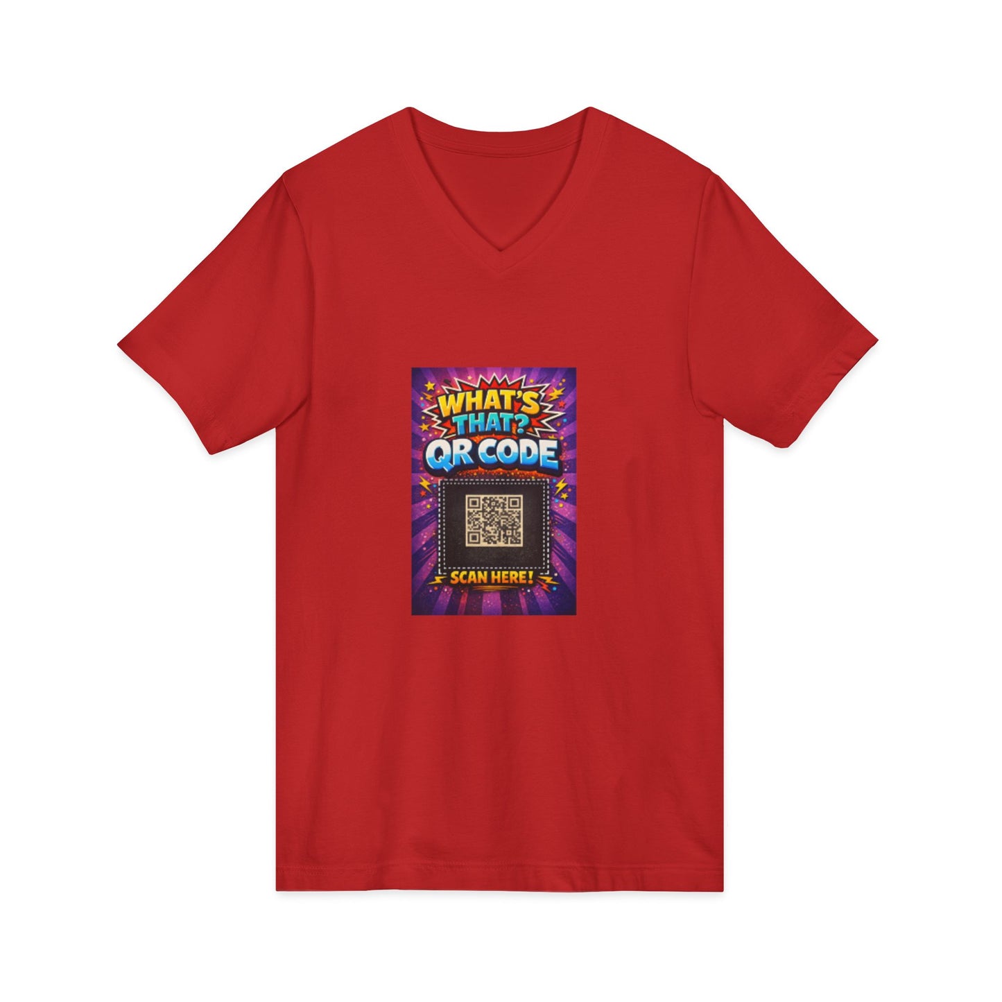 QR Code V‑Neck T‑Shirt with What’s This Graphic