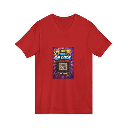 QR Code V‑Neck T‑Shirt with What’s This Graphic