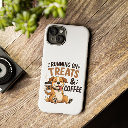 Running on Treats & Coffee Phone Case | Cute Dog Design for iPhone & Samsung