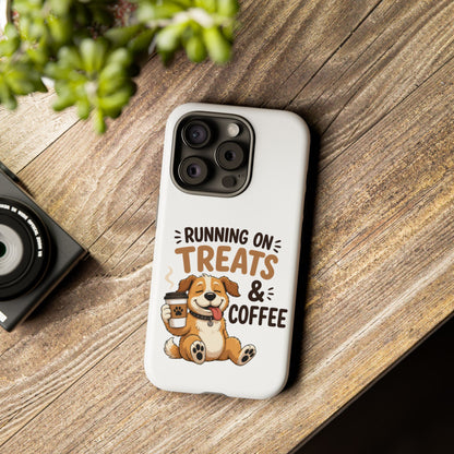 Running on Treats & Coffee Phone Case | Cute Dog Design for iPhone & Samsung
