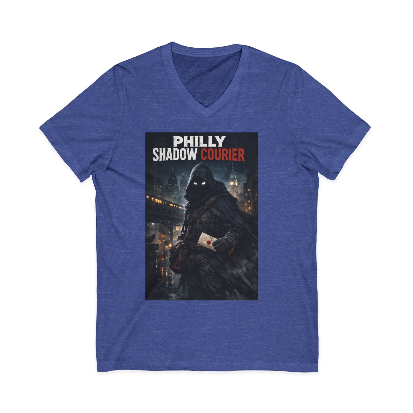 Philly Shadow Courier V‑Neck Tee – Unisex Graphic Shirt