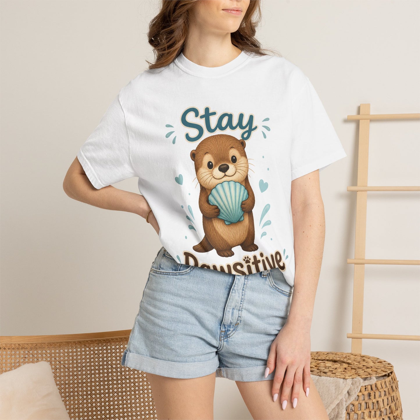 Stay Pawsitive Otter T-Shirt – Cute Animal Graphic Tee