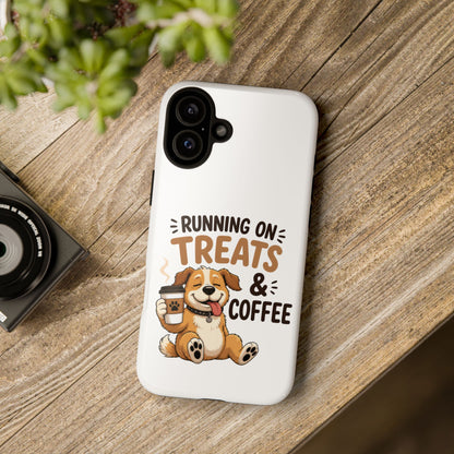 Running on Treats & Coffee Phone Case | Cute Dog Design for iPhone & Samsung
