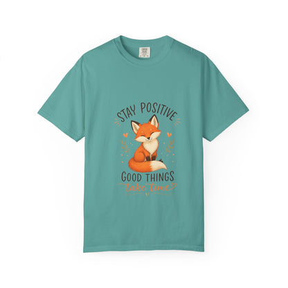 Fox Graphic T-Shirt — "Good Things Take Time" Stay Positive Inspirational Tee