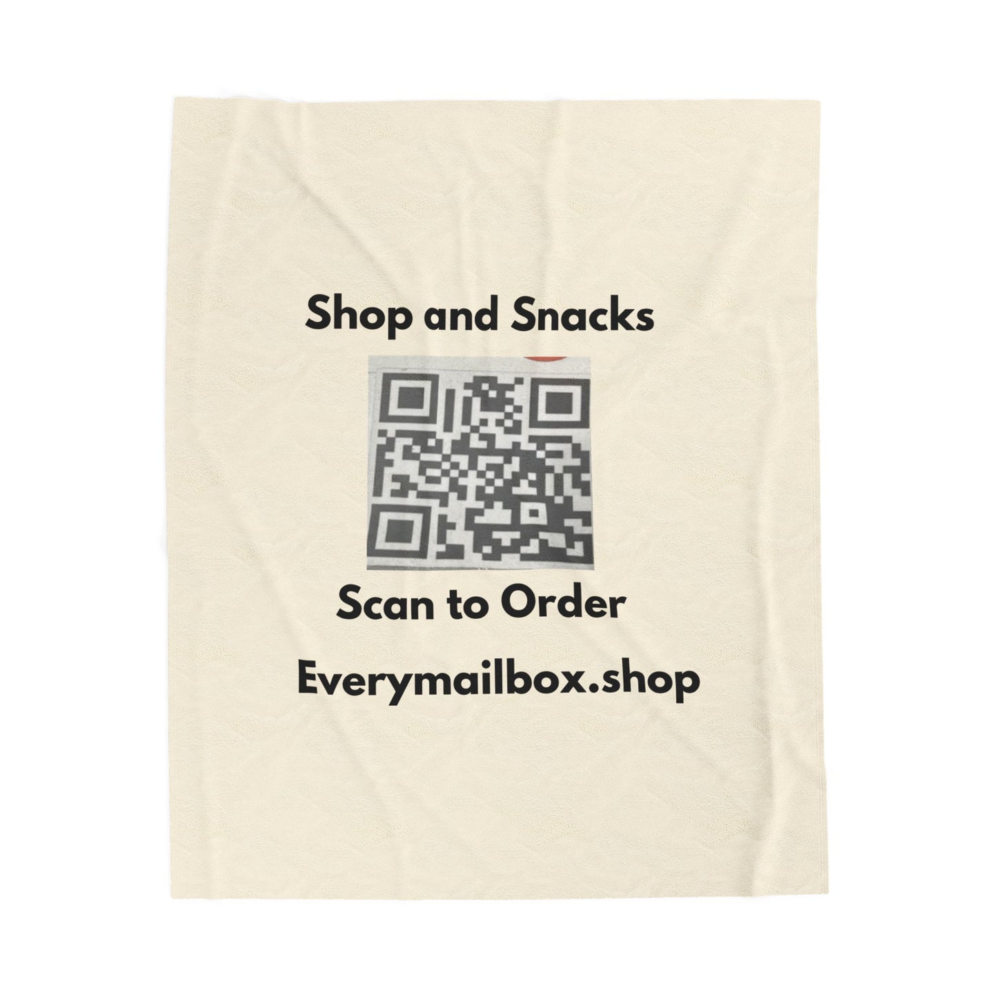 Velveteen Plush Blanket — QR Code 'Shop and Snacks' Promotional Throw