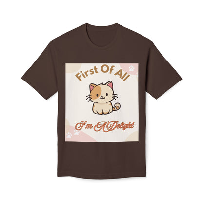 Cat Graphic T-Shirt — "First Of All I'm A Delight" Cute Kawaii Cat Tee
