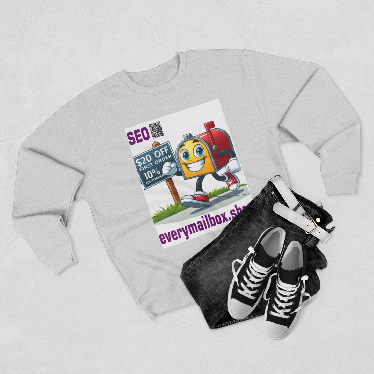 Smiling Mailbox & Sign Crewneck Sweatshirt