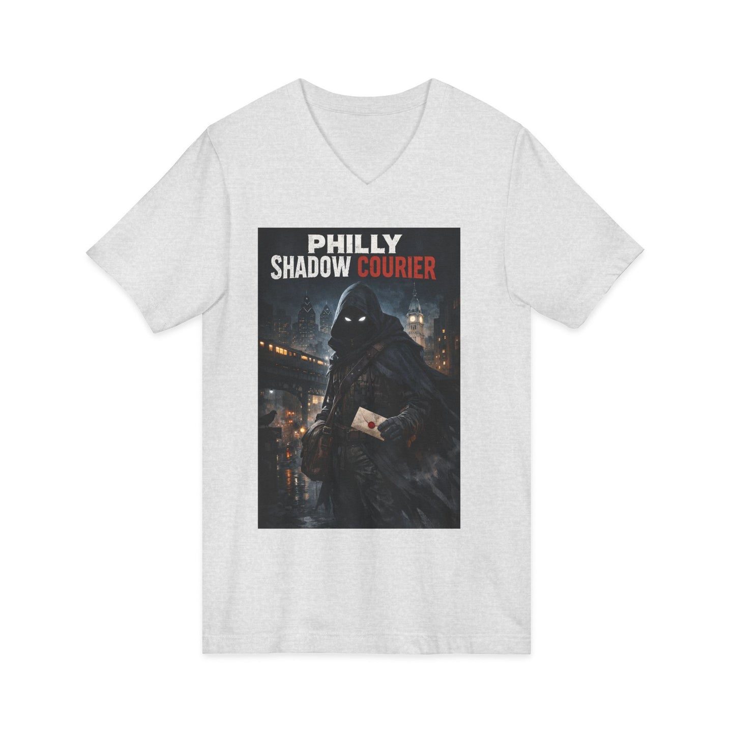 Philly Shadow Courier V‑Neck Tee – Unisex Graphic Shirt