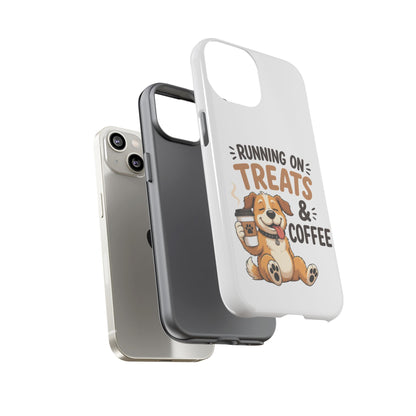 Running on Treats & Coffee Phone Case | Cute Dog Design for iPhone & Samsung