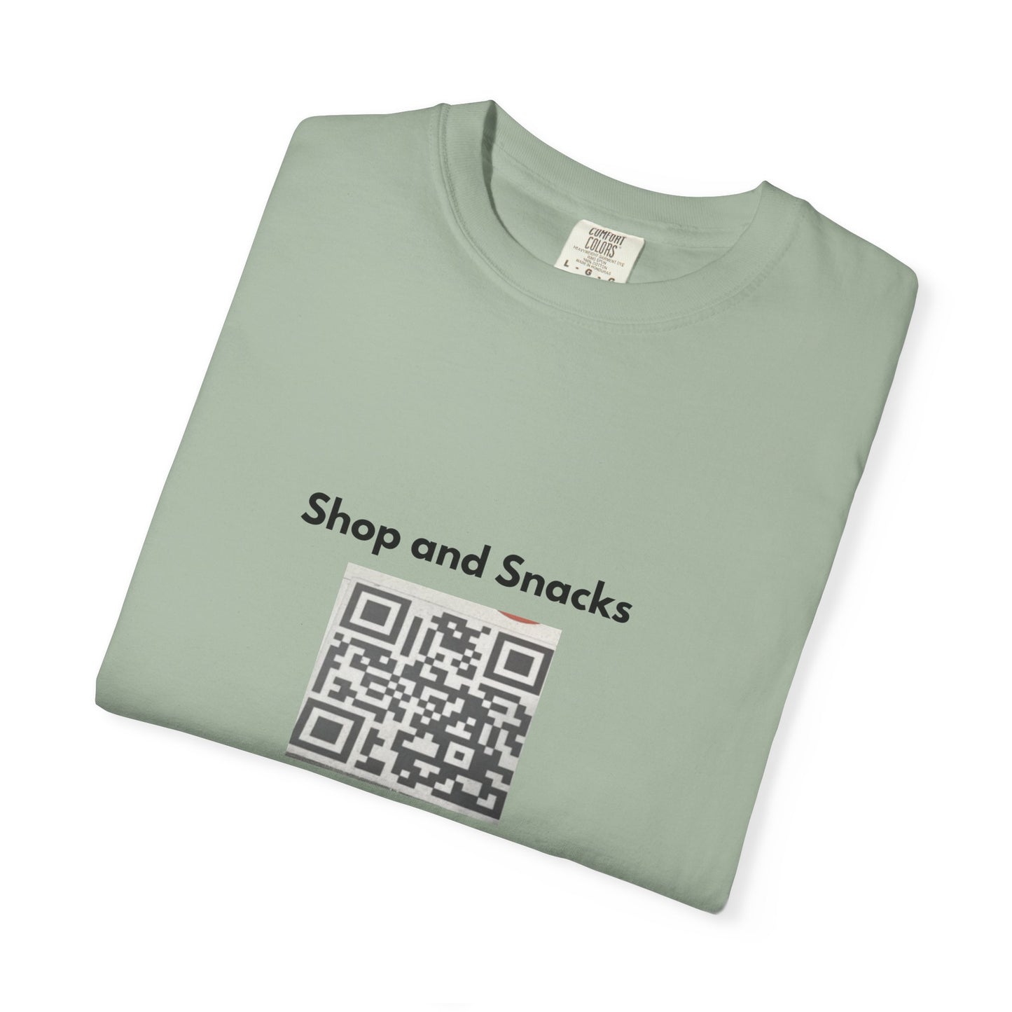 QR Code Promo T-Shirt — "Shop and Snacks" Scan to Order Tee