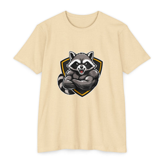 Ripped Raccoon Crest T-Shirt | Funny Gym Raccoon Graphic Tee